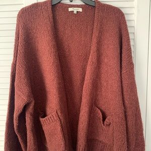 Madewell burgundy alpaca cardigan; size XL